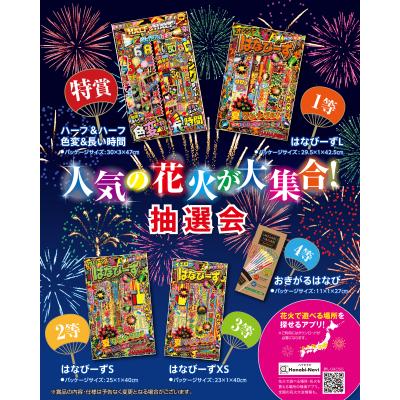 人気の花火が大集合！抽選会５０人用